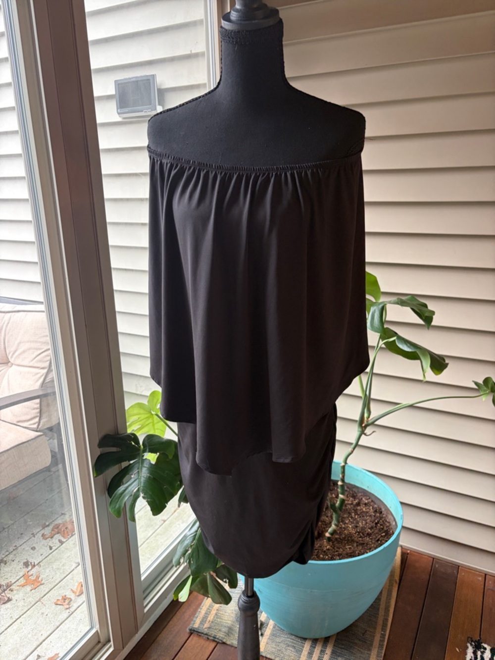 Off-Shoulder Black Dress Top